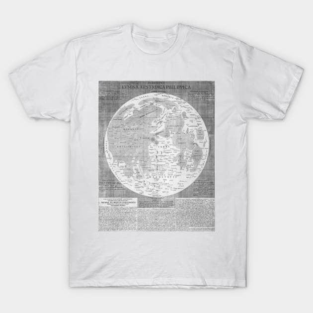 Vintage Map of The Moon (1645) T-Shirt by Bravuramedia